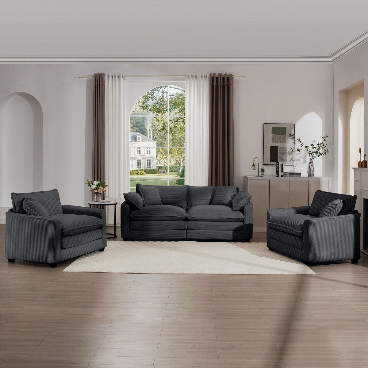 Elegant Oversized Sectional Sofa Set With Deep Seats And Flexible Layout