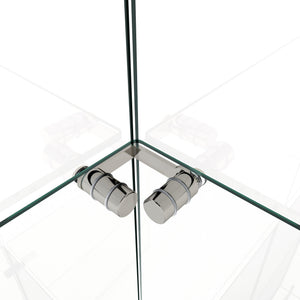 Modern Display Cabinet With LED Lights, Transparent Tempered Glass 2 Door Storage Case With 3 Shelves