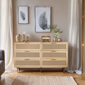 51.18' 6-Drawers Rattan Storage Cabinet
