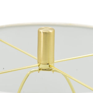 Marble Table Lamp with Brass Frame and White Fabric Shade - White + Gold
