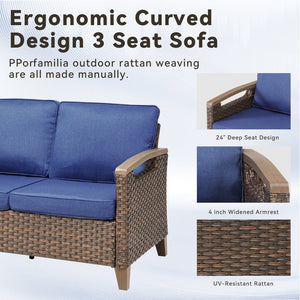 73.6" Wide Outdoor Wicker Patio Sofa