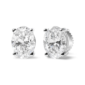 14K White Gold 2.0 Cttw Prong Set Lab Grown Oval Diamond Solitaire Stud Earring (F-G Color, VS1-VS2 Clarity)