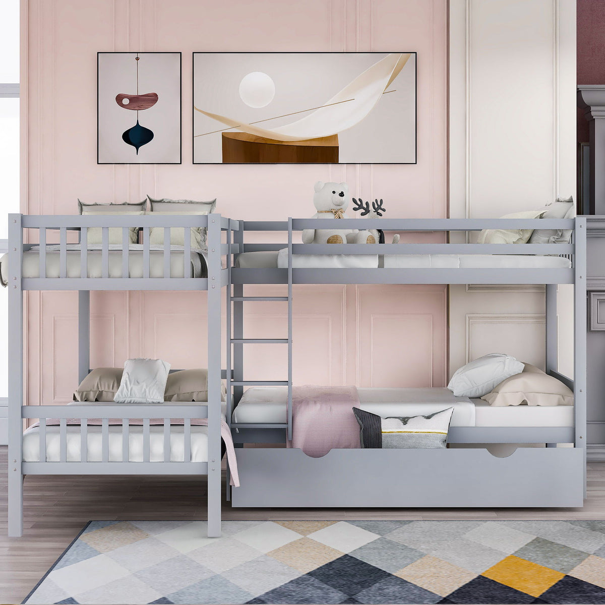 L Shaped Bunk Bed With Drawers