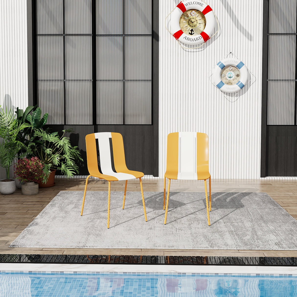 Summer 4-Pack Modern Striped Color Block Chairs