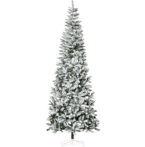 Snow-Flocked Slim Pine Artificial Christmas Tree