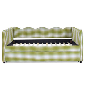 Gingham Daybed With USB Charging Port, Wave-Shaped Design