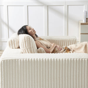 75-Inch Corduroy Sofa Lounge Chair with Removable Footrest