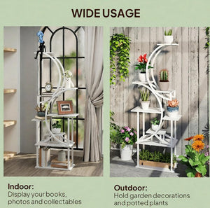 White S-Shaped Plant Stand, 8 Tier Plant Shelf