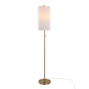 Bounty 62' Contemporary Metal Floor Lamp in Gold with White Linen Shade