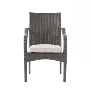 Outdoor PE Rattan Stacking Chair with Iron Frame and Cushions (Set of 4)