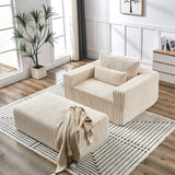 75-Inch Corduroy Sofa Lounge Chair with Removable Footrest