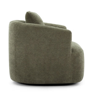 360° Swivel Barrel Sofa Chair With Throw Pillow, Upholstered Accent Chair