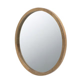 Circle Wall Mirror With Wooden Frame for Living Room
