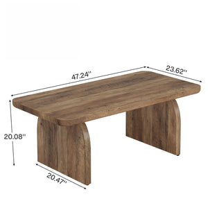 Rectangle Coffee Table With H-Base & Rounded Corners - Brown