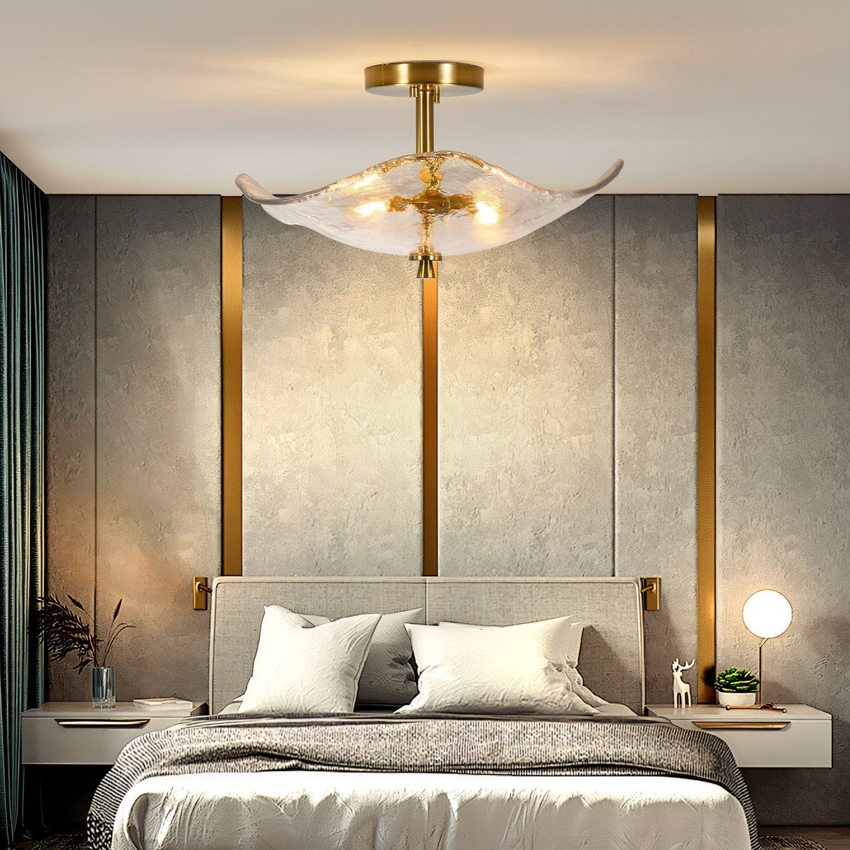 16.5' Glass Semi Flush Mount Ceiling Light Fixture