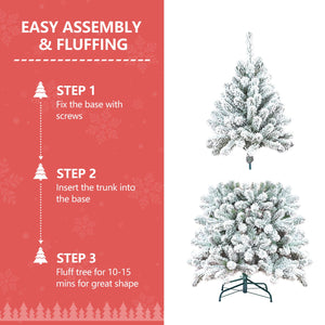 5FT Flocked Christmas Tree with Pine Cones
