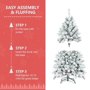 6FT Flocked Christmas Tree with Pine Cones