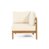 Crowne 4-Pcs Sofa Conversation Set with Beige Cushion, Teak