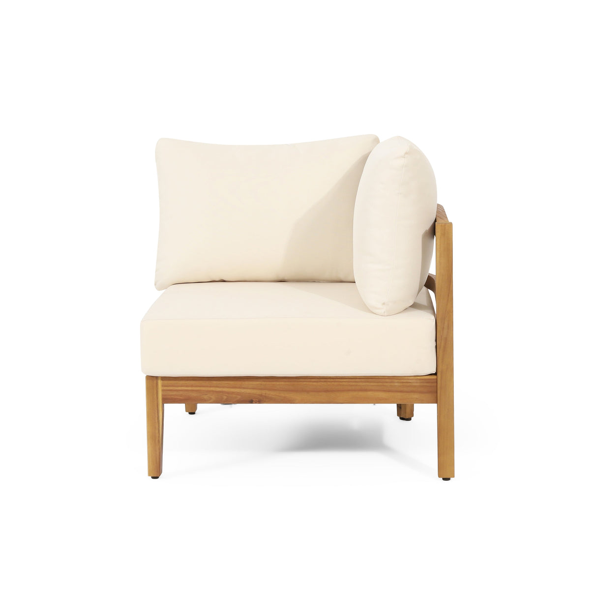 Crowne 4-Pcs Sofa Conversation Set with Beige Cushion, Teak