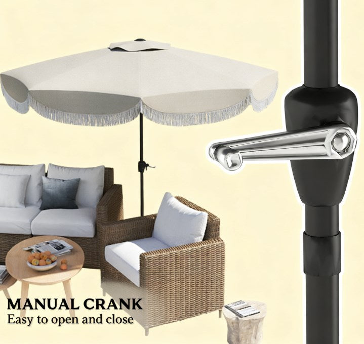 Vented Patio Table Umbrella with Crank, 8 Ribs, and Push Button Tilt