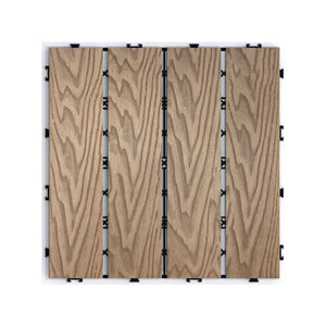 Patio Deck Tiles, Interlocking Diy Flooring For Indoor / Outdoor Use (Set of 22) - Teak
