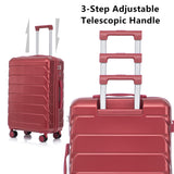 Set of 3 ABS Spinner Wheel Luggage in Wine Red - 20", 24", and 28"