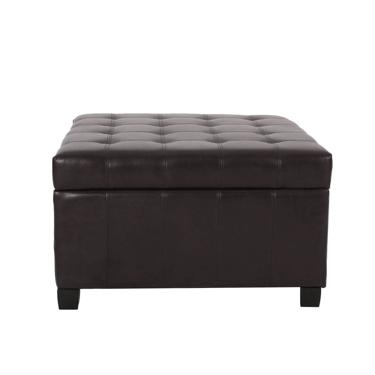 Upholstered Tufted PU Leather Storage Ottoman