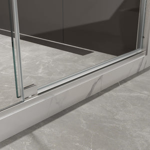 50-54"W x 74"H Pivot Shower Door with 5/16" Tempered Glass - Brushed Nickel Finish