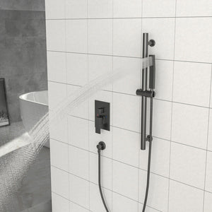 Modern Shower System With Adjustable Slide Bar, Stainless Steel And Brass Construction