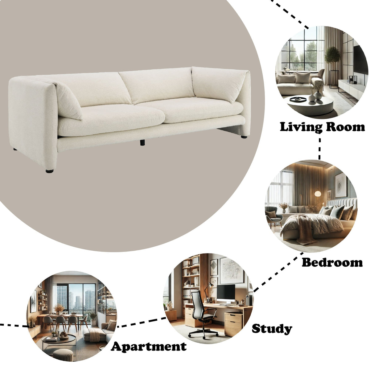 Jaeda Beige Boucle Sofa