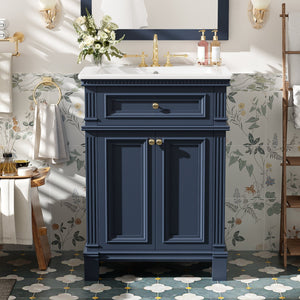 24'' Vintage Elegance Bathroom Cabinet with Ceramic Sink
