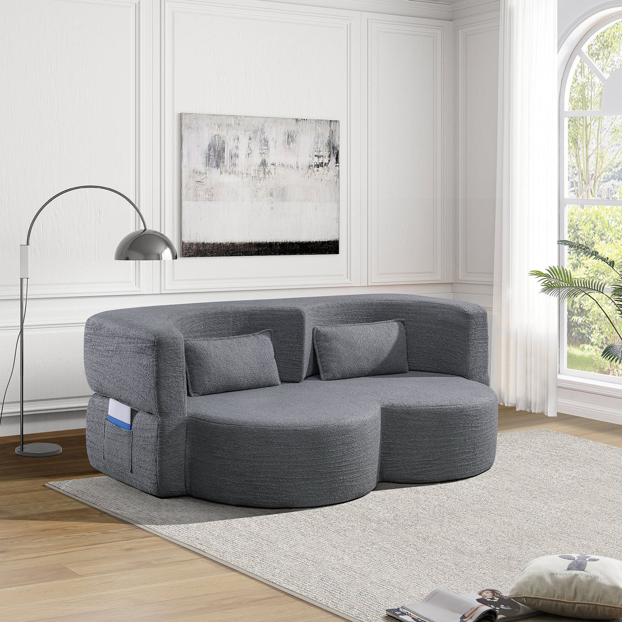Folding Sofa Bed - Convertible Teddy Bear Fabric Sleeper