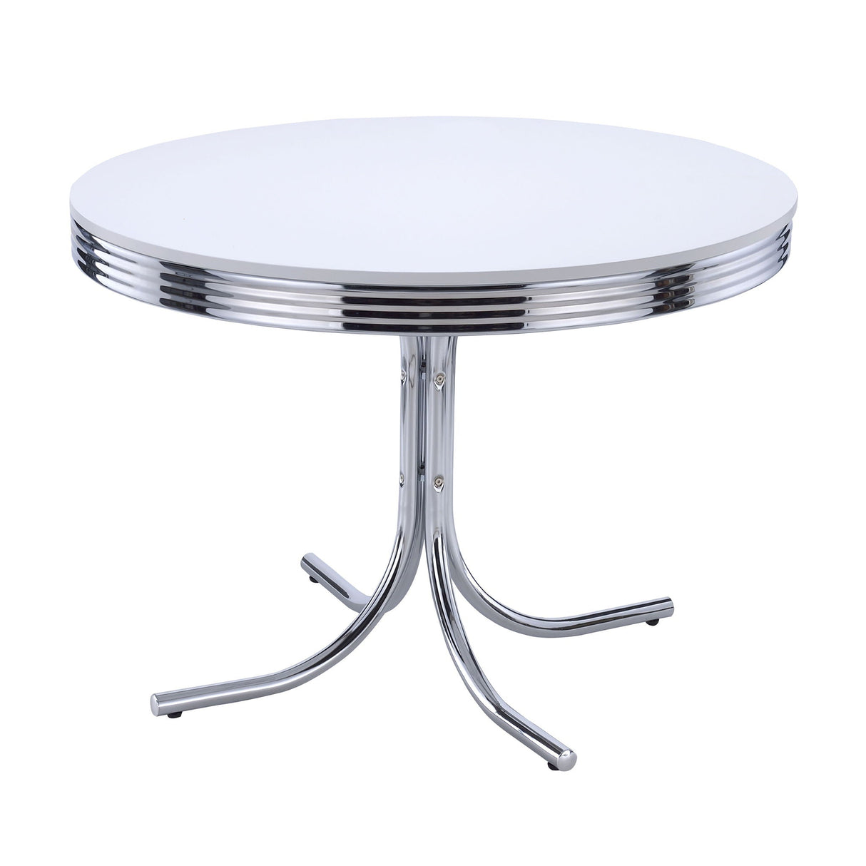 Marla - 5 Piece Dining Set With Round Table And Upholstered Chairs - White