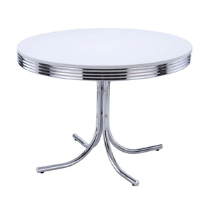 Marla - 5 Piece Dining Set With Round Table And Upholstered Chairs - White