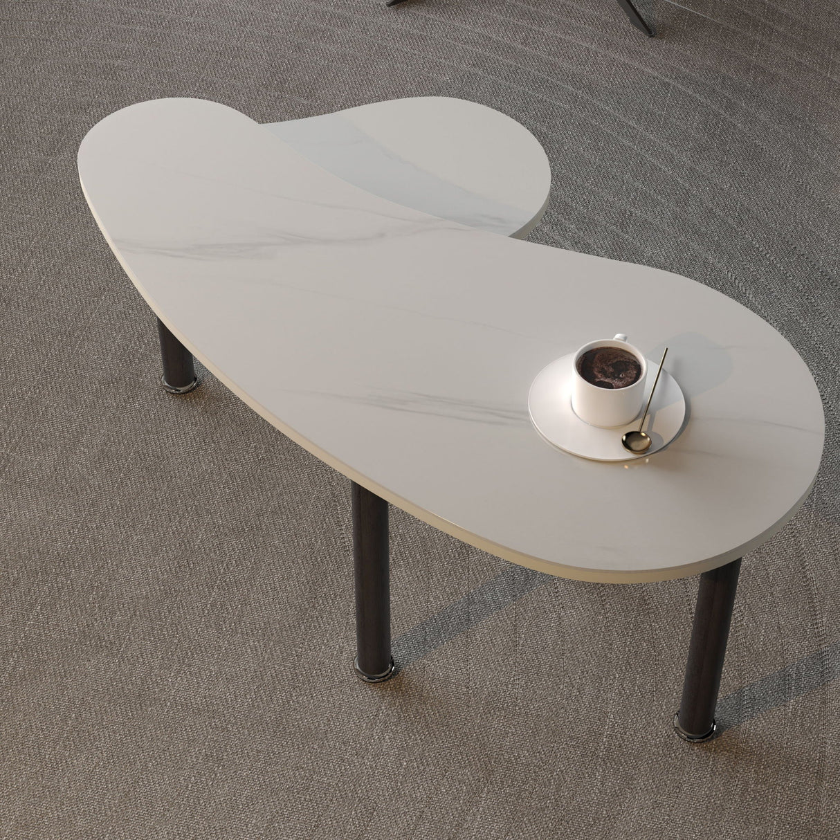 Rotatable Cocktail Table With Solid Legs, 360 Degree Rotating