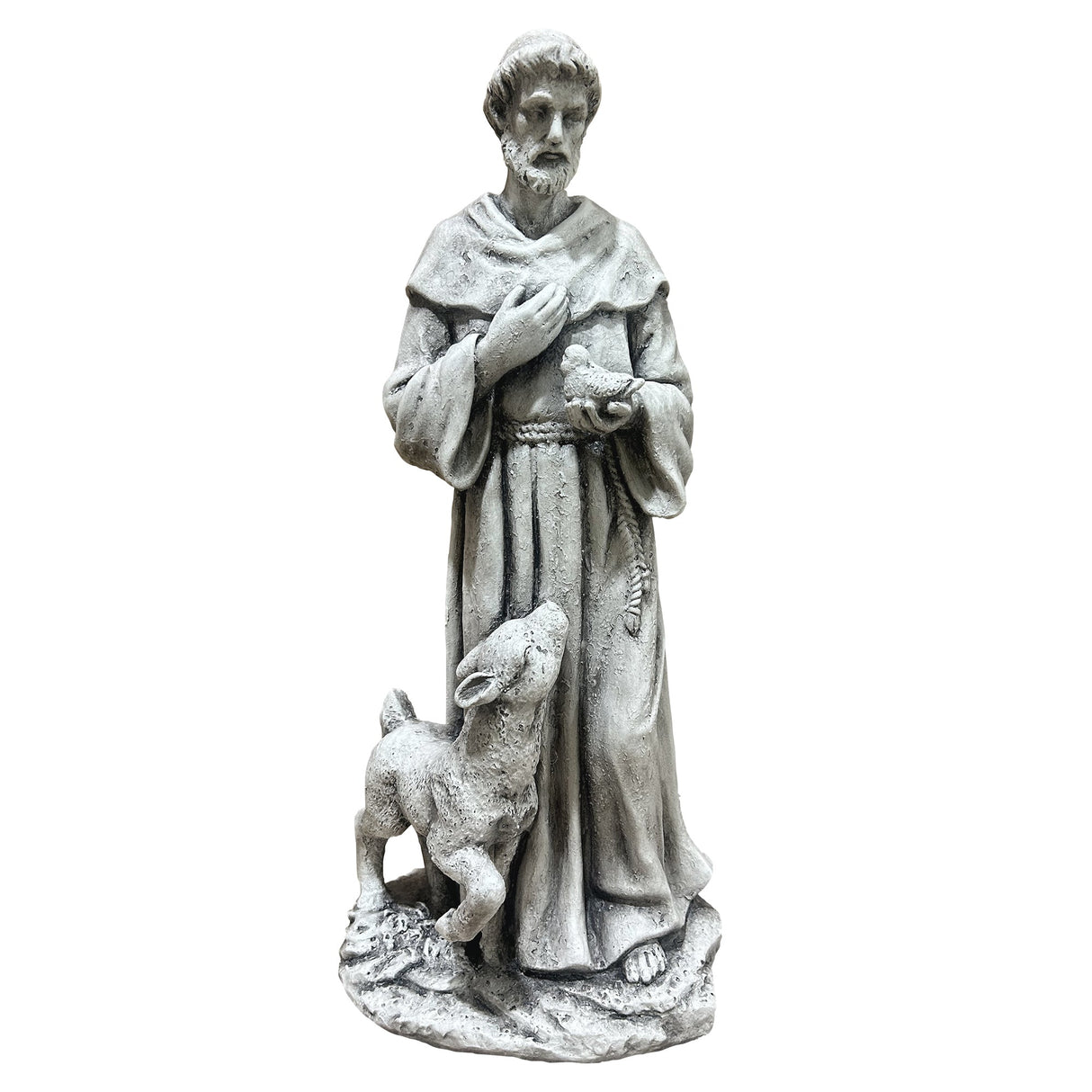 Magnesium Oxide Saint Statue With Lamb Weatherproof Religious Sculpture