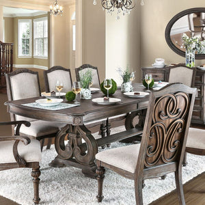 Dining Table With Expandable Leaf And Trestle Base Dining Room - Natural / Rustic
