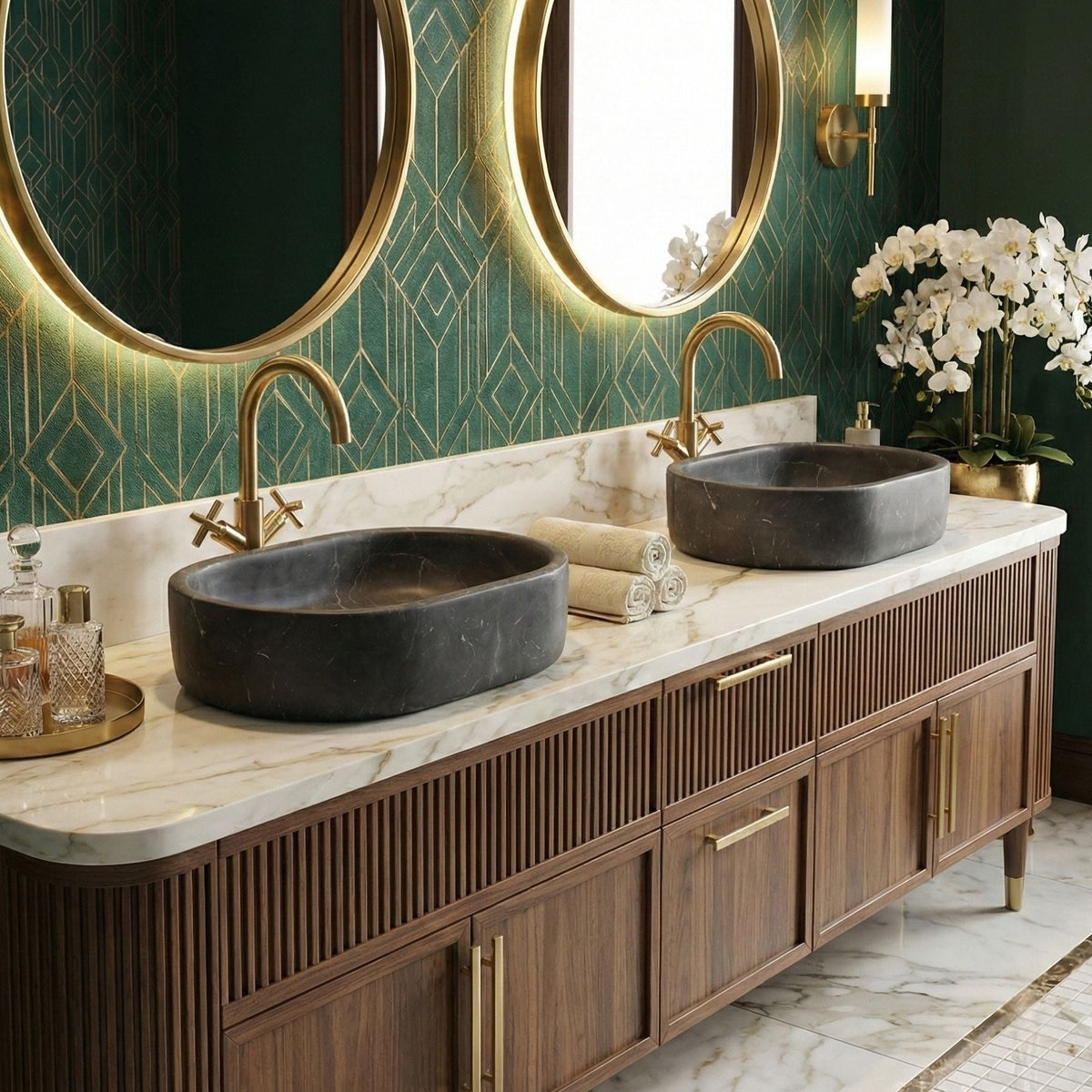 Bathroom Vessel Sink, Semi Polished Surface
