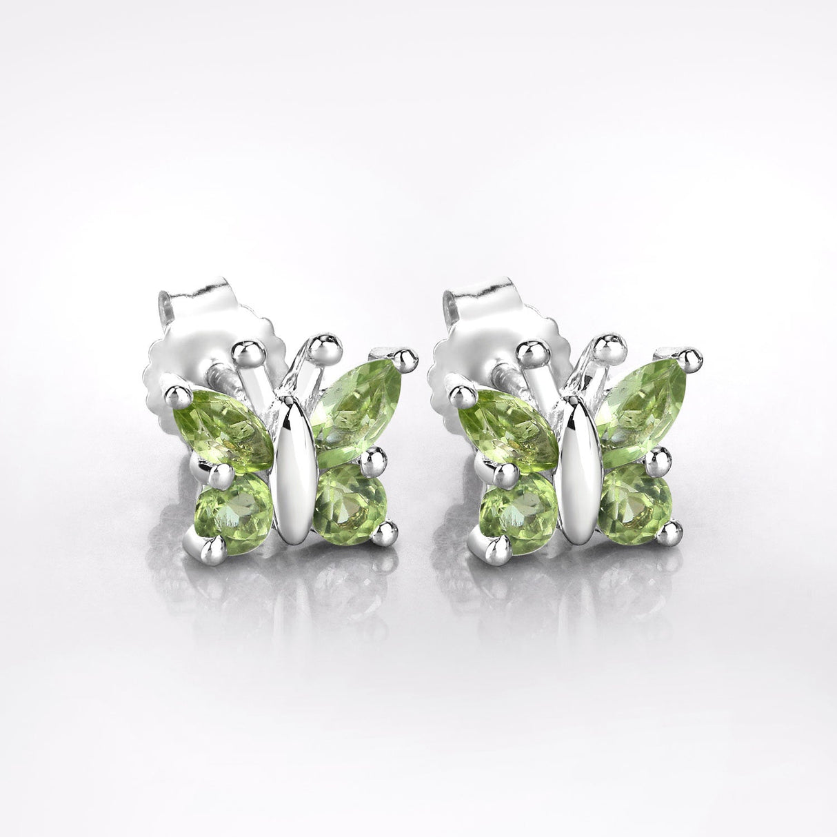 1.00 Carat Genuine Peridot .925 Sterling Silver Earrings