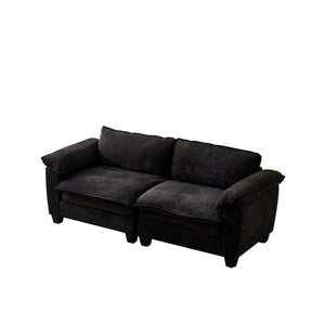 Living Room Furniture Big Loveseat Luxury Couch with Soft Chenille Upholstered Sofa Black