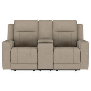 Brentwood Upholstered Motion Reclining Loveseat Taupe