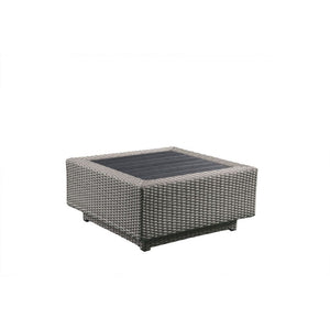 Salena - Patio Sectional Sofa With 4 Pillows & Coffee Table - Beige Fabric & Gray Wicker