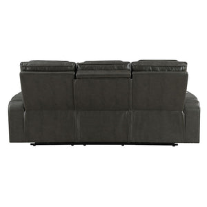 Taddeo - Power Motion Sofa With Power Headrest, USB, Wireless Charger, LED & Reading Light - Dark Gray