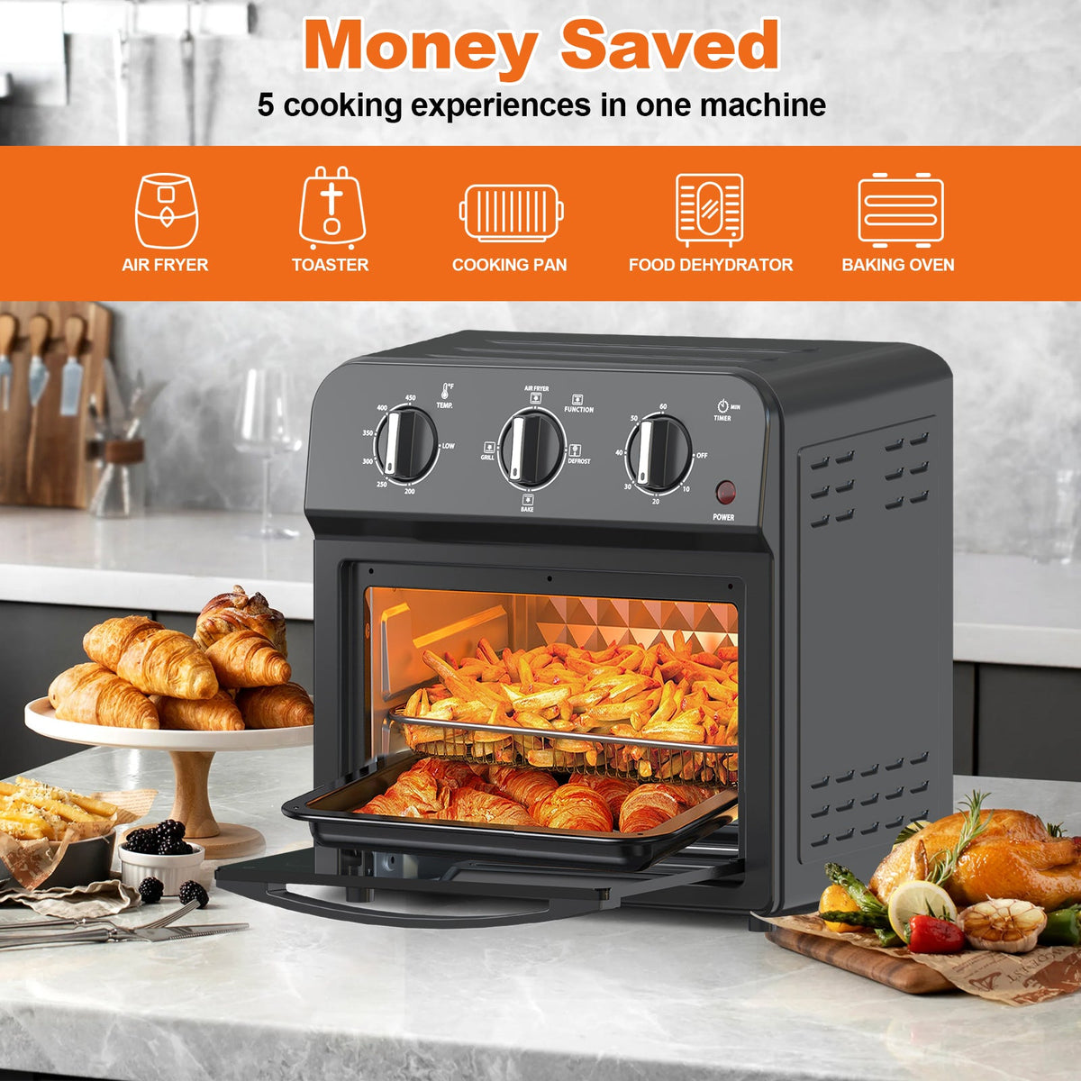 Family Size Air Fryer Toaster Oven Combo, 13QT