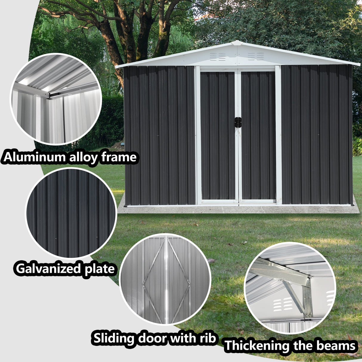 8x6 Feet Apex Roof Dark Storage Shed