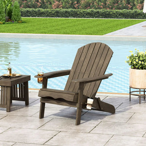 Zenithia Outdoor Foldable Adirondack Chair With 2 Cup Holders