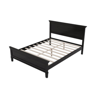 Mid-Century Modern Wood Platform Bed, Queen Size