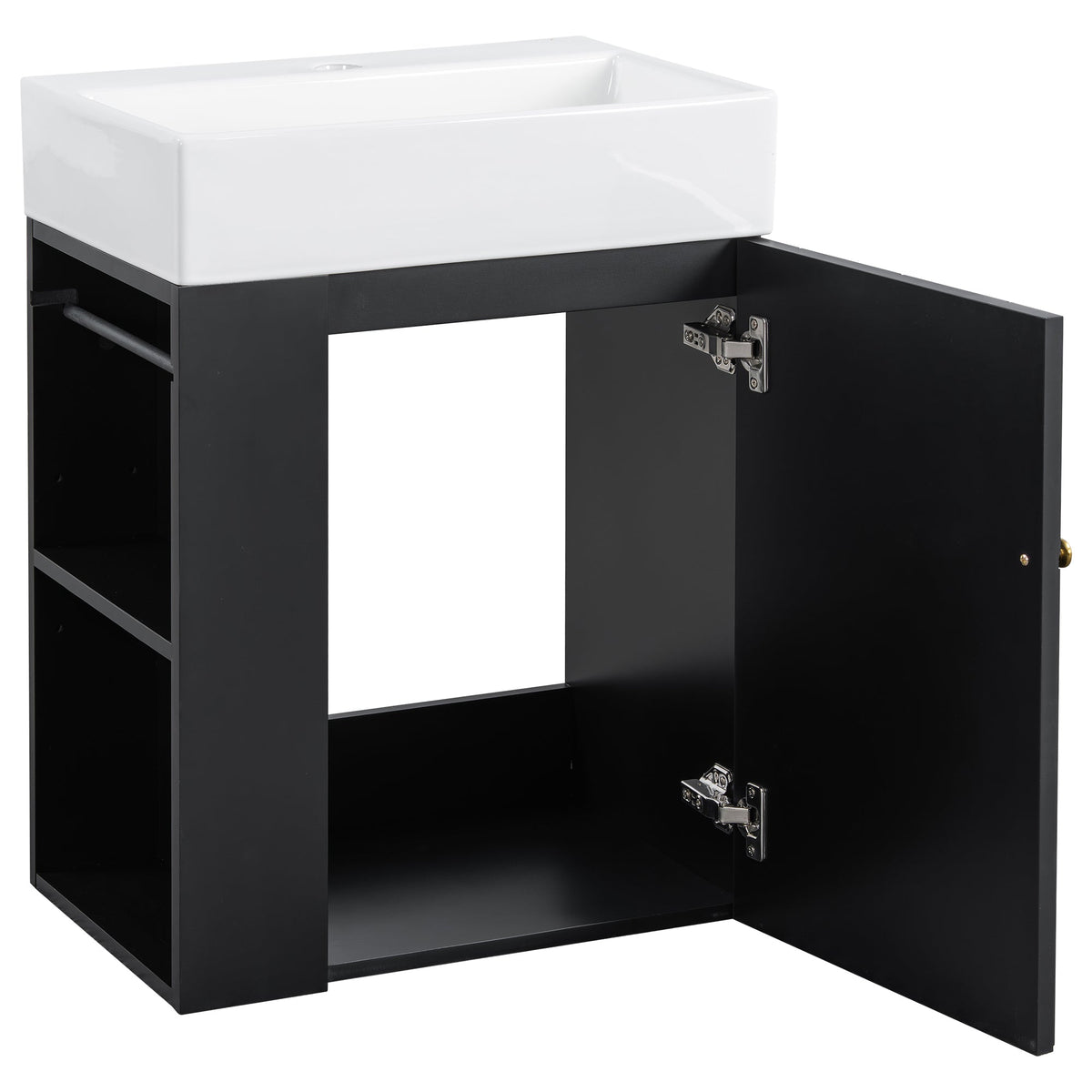 20 Inch Bathroom Vanity with Ceramic Sink, Diamond Pattern Door Design