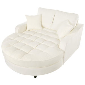Modern Chaise Lounge Upholstered Sofa Couch With Tufted Seat And Detachable Pillows For Living Room