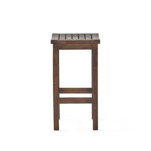 Outdoor Acacia Wood Counter Height Barstool, Set of 2